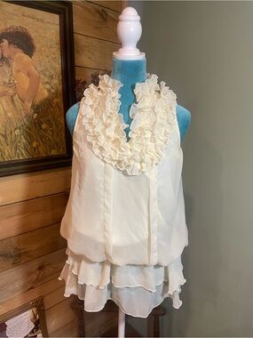 Cream Ruffled Y2K Blouse